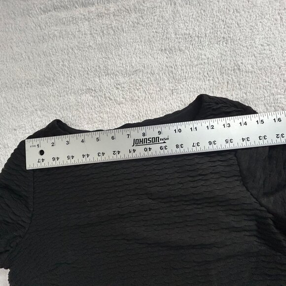 Sandra Darren Women's Black Textured Long Sleeve Mini Dress Size 12P Lined New - Picture 5 of 8